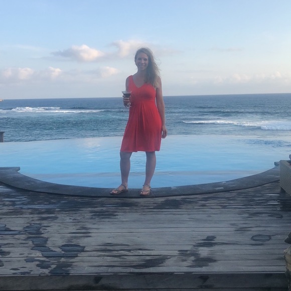 Lightweight red/coral dress from Ann Taylor Loft. Great for a summer night! - Picture 4 of 4